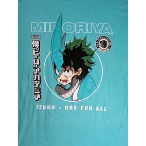 My Hero Academia BoxLunch Teal Midoriya Mens Long Sleeve Shirt 2XL CR10 New Nice